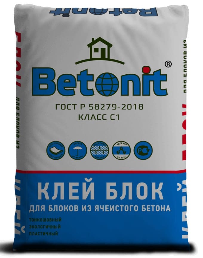Клей для блоков из ячеистого бетона Betonit BLOCK ГОСТ, 40 кг фото 0